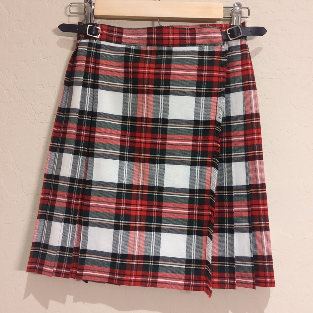 Glen Appin Scotland Girls Sz 14 Kilt Skirt Pleats Fringe Adjustable Waist Plaid